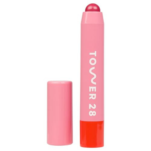 Tower 28 JuiceBalm Tinted Lip Balm - Hydrating Lip Color with Shea Butter and Marula Oil - Clean, Cruelty Free, and Vegan Lip Care - Shake: A Juicy Sheer Pink, 0.09 Fl Oz / 2.7 mL | Amazon (US)