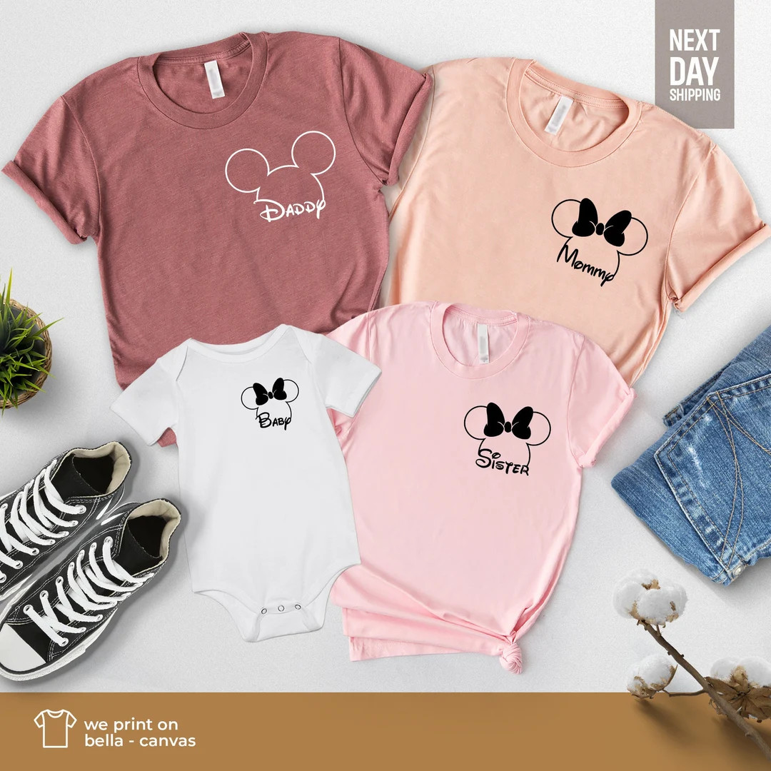 Custom Disney Family Shirts, Mickey and Minnie Pocket Shirt, Disneyworld Family Shirts, Custom Di... | Etsy (US)