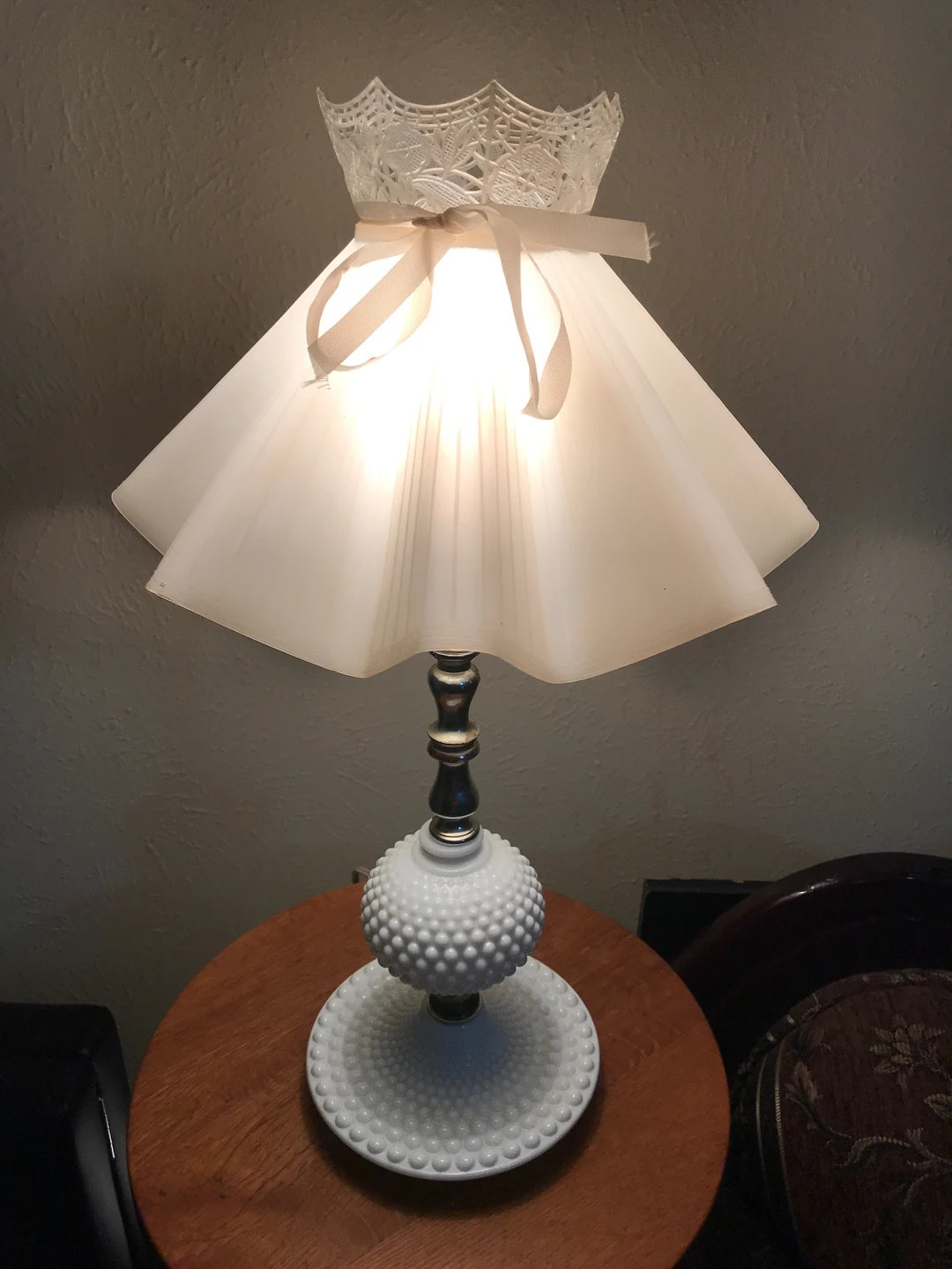 Vintage Hobnail Lamp Milk White Glass 19” Tall Plastic Shade | Etsy (US)