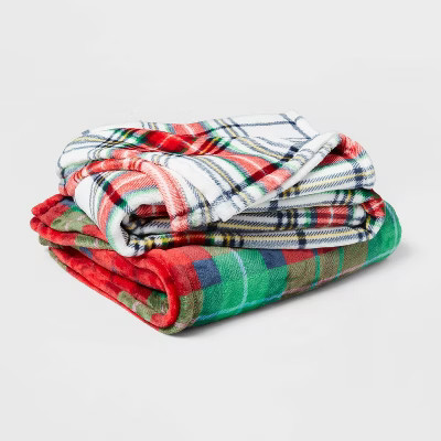 Tartan Plaid Printed Plush Christmas Throw Blanket - Wondershop™ | Target