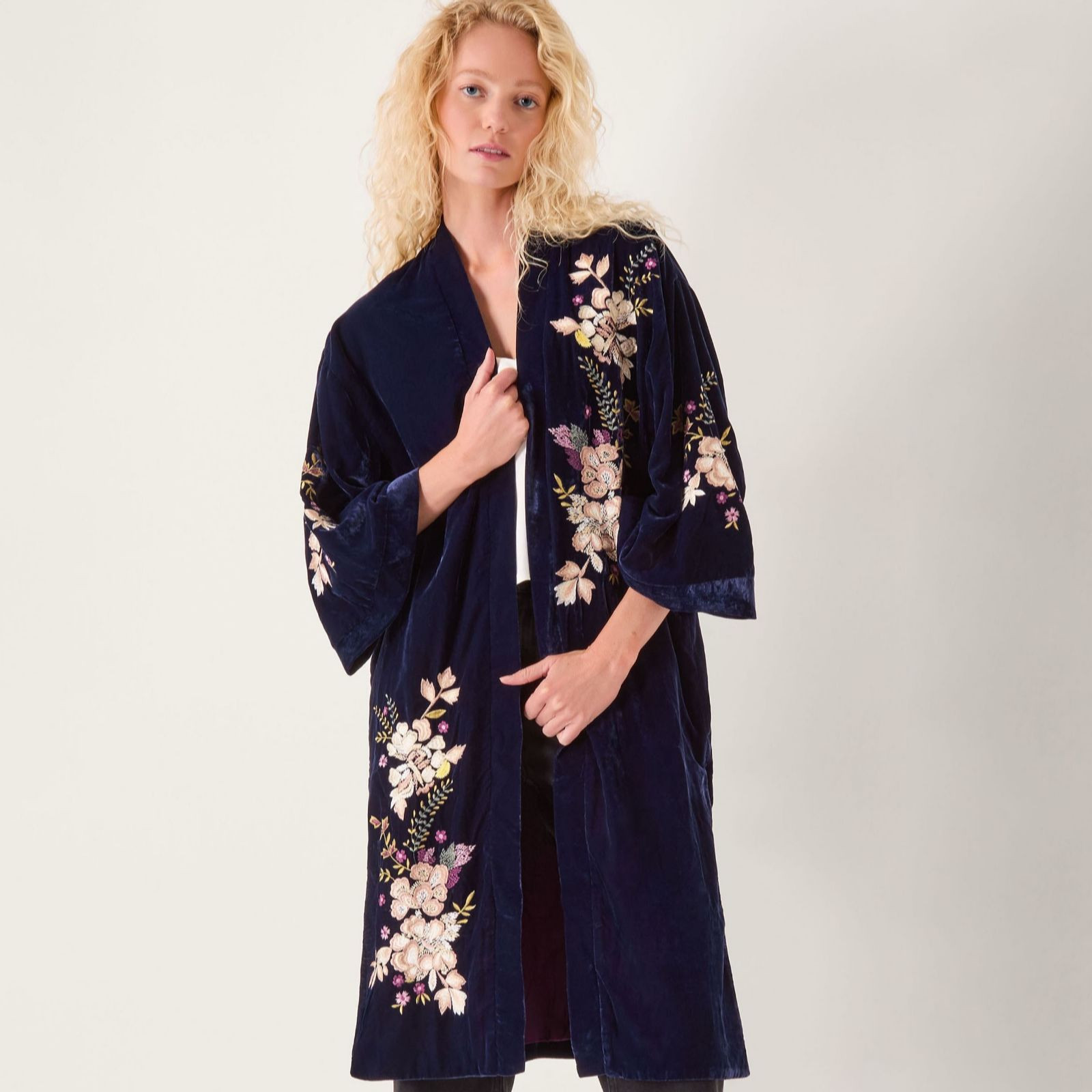Monsoon Fallon Embroidered Kimono women's | QVC UK