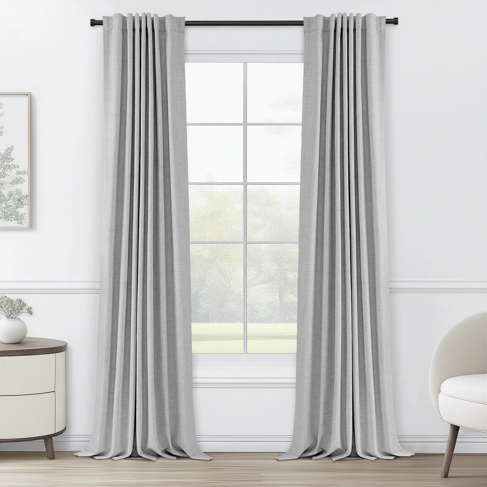 Graciella Thermal Insulated Faux Linen Textured 100% Blackout Curtains for Bedroom Living Room Ba... | Wayfair North America