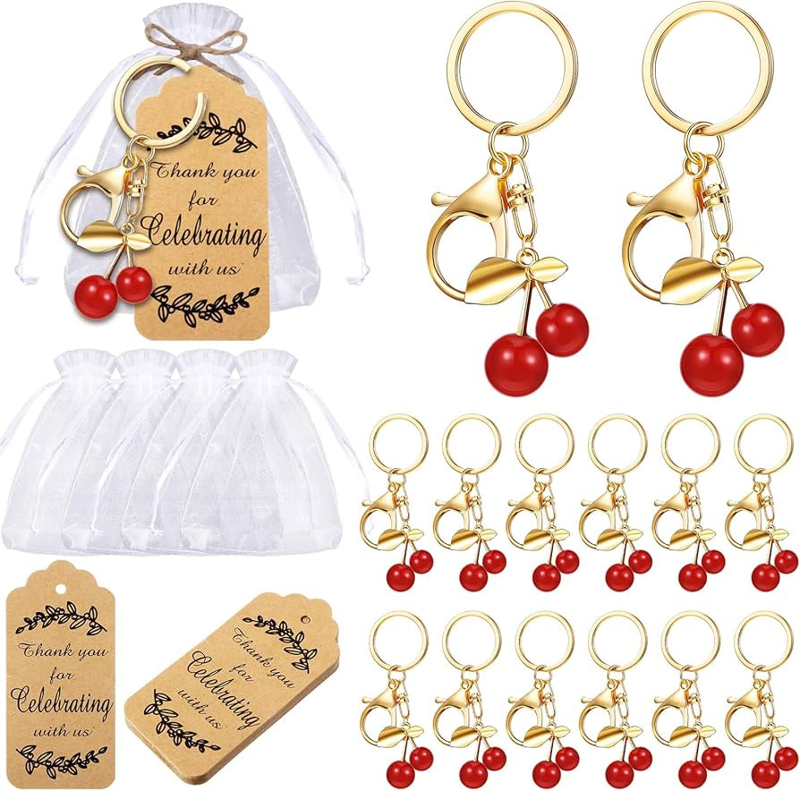 20 Set Cherry Keychain Party Favors Set Steel Cherry Keyring Red Cheery Charm Aesthetic Accessori... | Amazon (US)