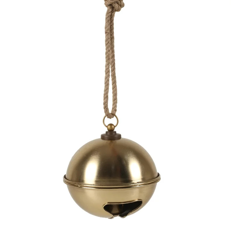 Gold Metal Hanging Bell with Rope Christmas Decoration, 8.25", by Holiday Time - Walmart.com | Walmart (US)