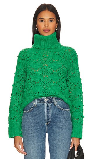 Side Button Popcorn Cowl Neck in Leprechaun | Revolve Clothing (Global)