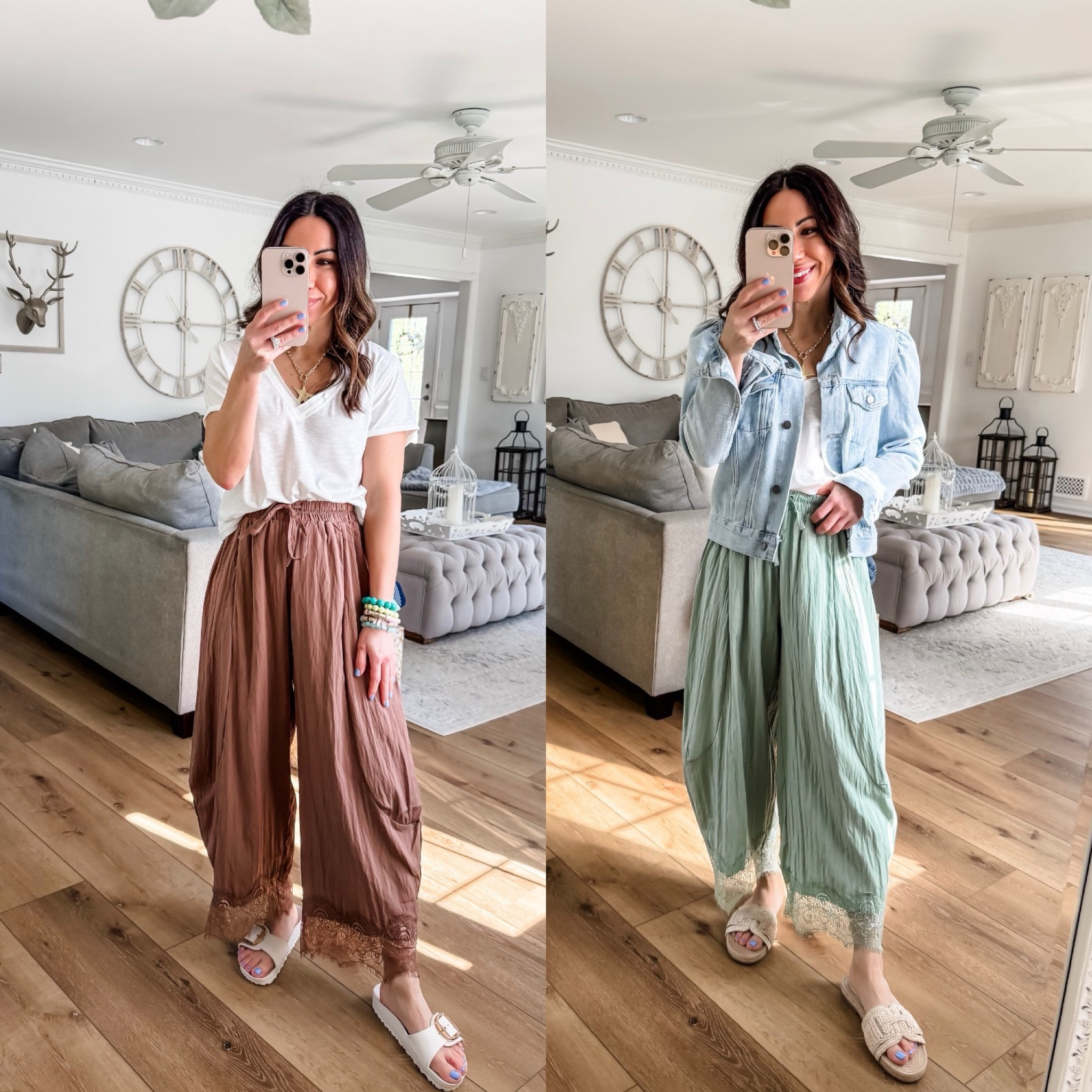 Lace pants XS (could’ve done small) tee small. Tank small. Denim jacket small. Sandals TTS. Jeans 26. Jewelry code HOUSEOFLEO20. 





#LTKPetite #LTKSaleAlert #LTKOver40