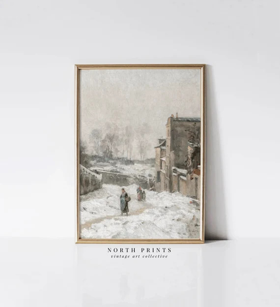 Neutral Vintage Winter Painting  Muted Village Print  | Etsy Canada | Etsy (CAD)