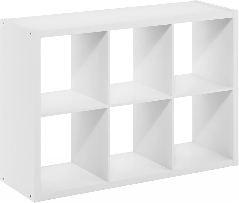 Furinno Cubicle Open Back Decorative Cube Storage Organizer, 6-Cube, White | Amazon (US)
