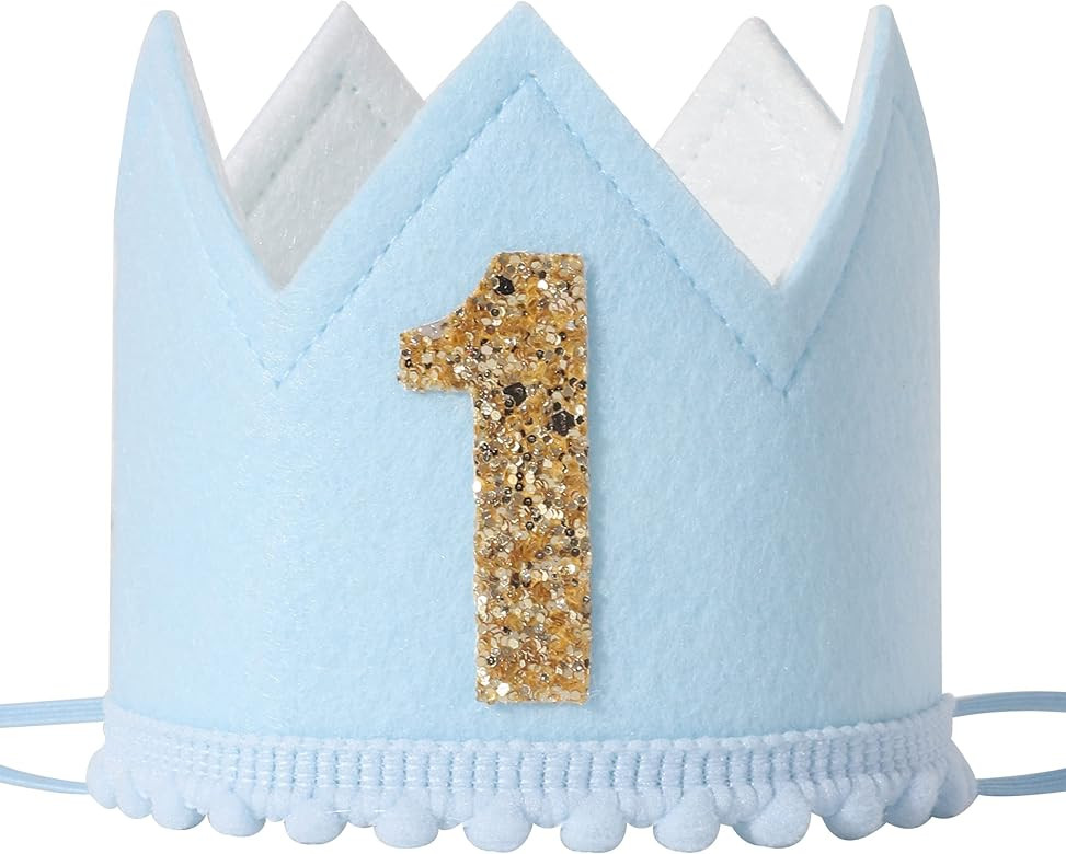 Baby Boys Birthday Crown - Birthday Blue Felt Hat,Birthday Hats for Kids | Amazon (US)