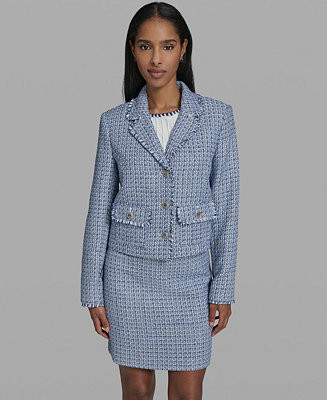 KARL LAGERFELD PARIS Women's 3-Button Tweed Jacket - Macy's | Macy's