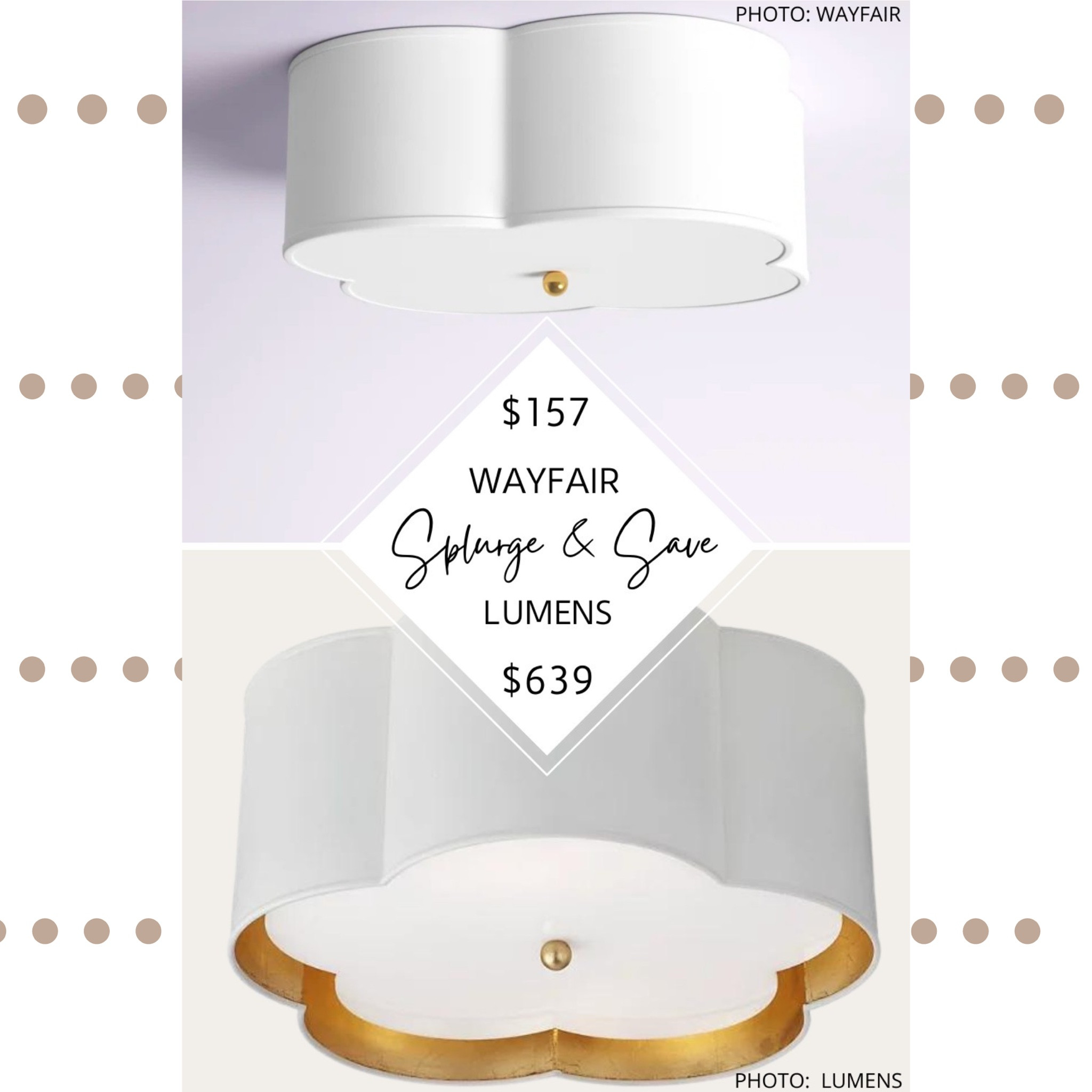 Happy Saturday night! I’ve got a semi-flushmount find for you. ❤️ This scalloped light would look great above a bed, in a nursery, or in a kids playroom  

Lumens’ Bryce Medium Flushmount features a retro cloverleaf cross-section design, brass or bronze metal accents, curved lines, and a traditional shape. 

I found similar scalloped flushmount lights at Wayfair, Pottery Barn, and Amazon; they all have similar curved lines, and are available with or without metal accents.

#light #chandelier #lighting #bedroom #serenaandlily #dupe #lumens #lookforless #spendandsave #highlow #lookalike #nursery #bedroomlighting. Lumens dupes.  Semi-flushmount light. Nursery lighting. Lumens looks for less. Flushmount lighting. Scalloped lighting. Above bed lighting. Serena and Lily style. Home decor finds. Lighting looks for less. Affordable lighting. Wayfair finds. 

#LTKsalealert #LTKhome #LTKbump