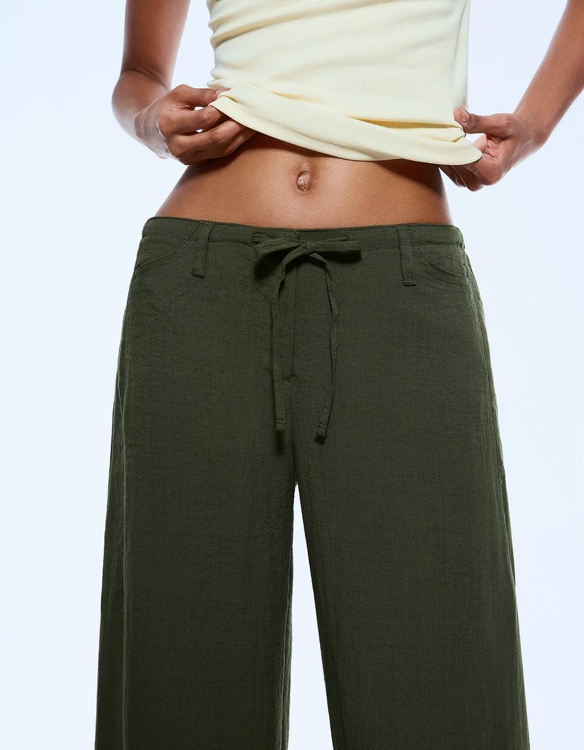 Rustic wide-leg trousers - Trousers - Women | Bershka GB