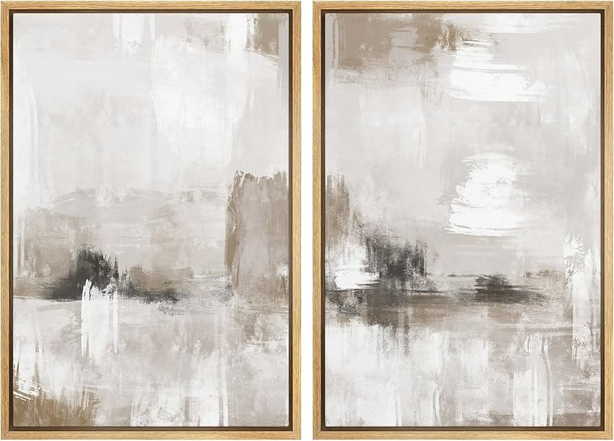 Ashbrook Framed Canvas Print Wall Art Set Pastel Grunge Paint Stroke Abstract Modern Art Decorati... | Amazon (US)