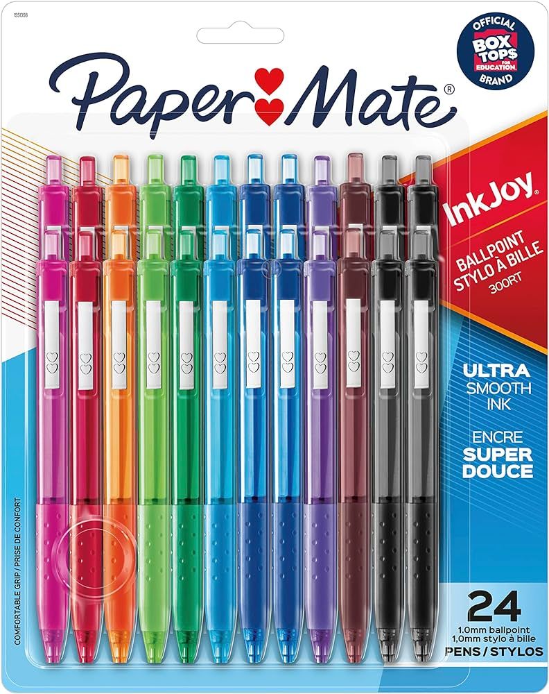 Paper Mate InkJoy 300RT Retractable Ballpoint Pens, Medium Point, 10 Ink Colors, 24 Pack (1951398... | Amazon (US)