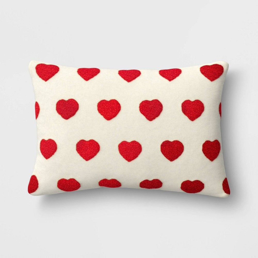 Lumbar Sherpa Valentine’s Day Hearts Pillow Cream - Spritz | Target