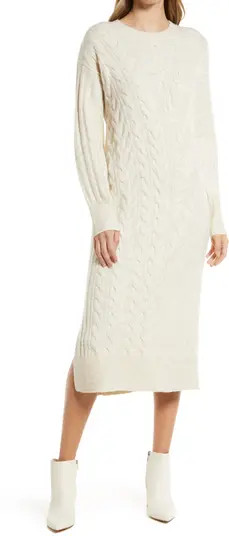 Nordstrom Holiday Long Sleeve Cable Sweater Dress | Nordstrom | Nordstrom