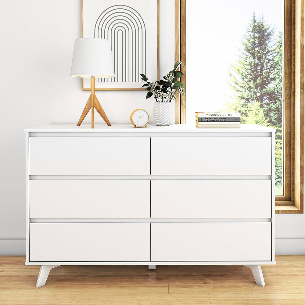 Max & Lily Scandinavian, 6 Drawer Dresser, White | Amazon (US)