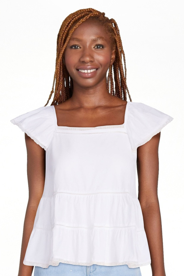 Scoop Women’s Flowy Lace Cotton Top, Sizes XS-XXL | Walmart (US)