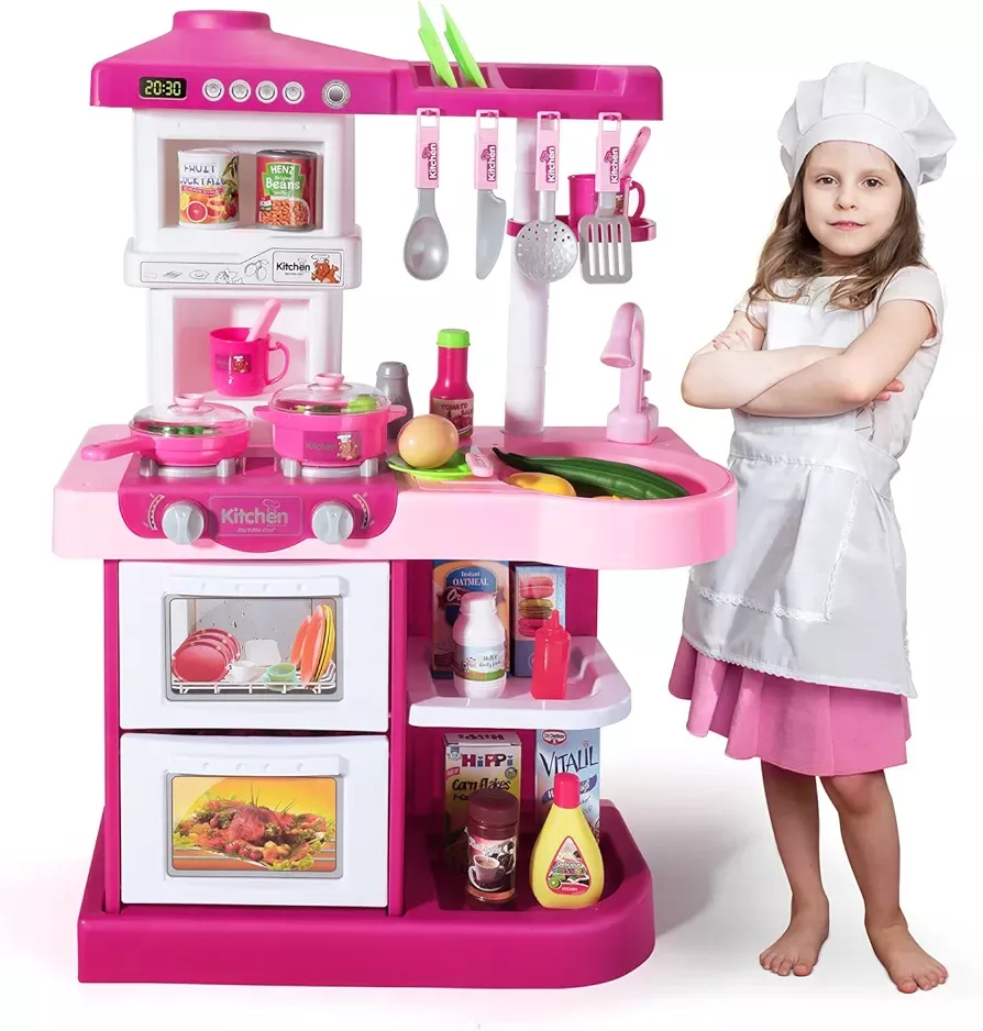 Shimirth Pretend Play Kitchen Accessories Playset, 38Pcs Kids Play