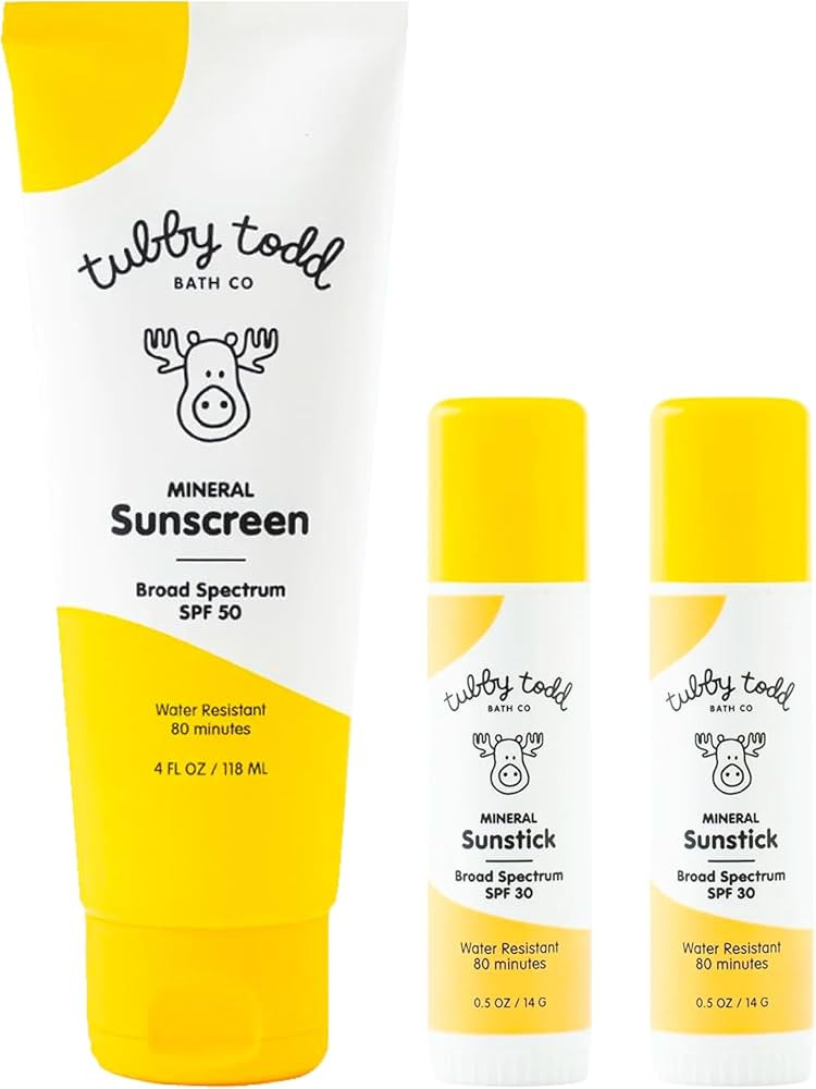 Tubby Todd Face and Body Mineral Sunscreen Kit for Baby, Toddler and Kids - Sunscreen 4 Fl Oz and... | Amazon (US)