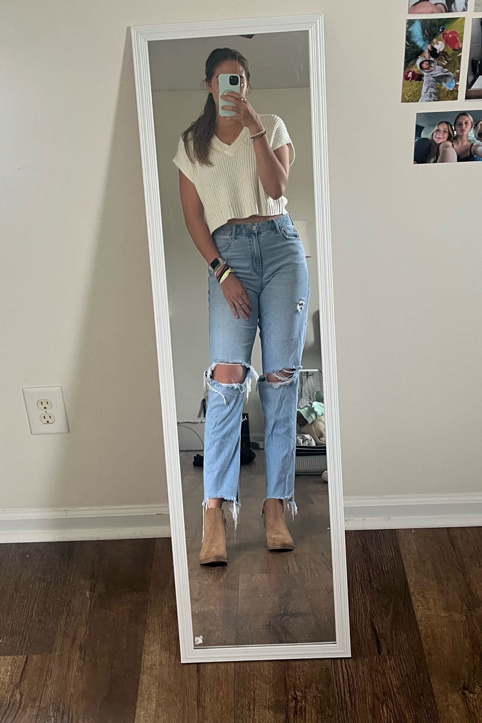 Polished fall fit. I love a sweater vest for the summer to fall transition. This exact sweater is no longer sold but I linked some similar ones! These booties are under $20 from Walmart! #falloutfits 

#LTKstyletip