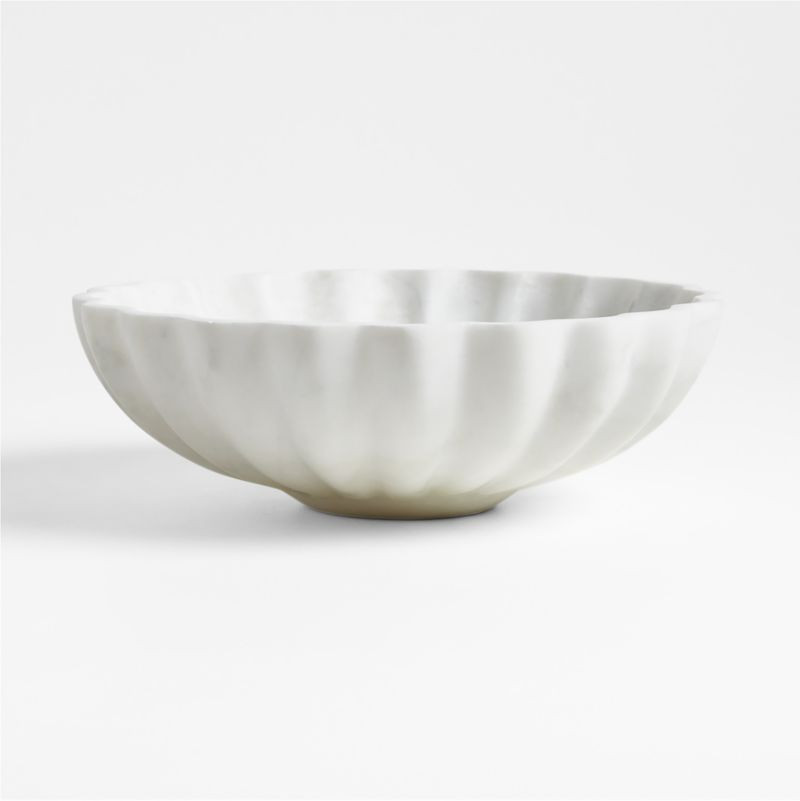 French Kitchen Marble White Scalloped Serving Bowl | Crate & Barrel | Crate & Barrel