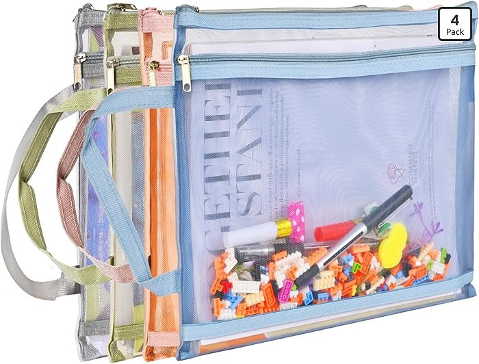EMOOULI Colored Mesh Zipper Pouch Bags, Double-Layer Nylon Puzzle Storage, Organization Solution ... | Amazon (US)