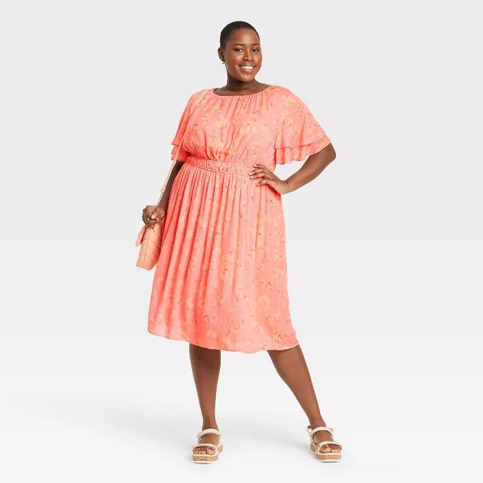 Women's Plus Size Short Sleeve Flutter Dress - Ava & Viv™ | Target