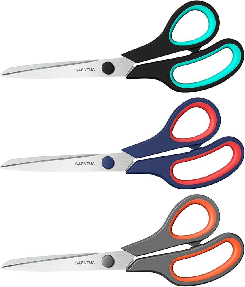 Scissors 3-Pack, 8'' Multipurpose Scissor with Ultra Sharp 2.5mm Thick Blades, Comfortable Handle... | Amazon (CA)