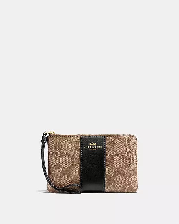 Corner Zip Wristlet In Signature Canvas | Coach Outlet US