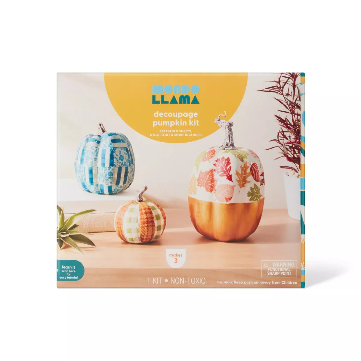3ct Halloween Craft Decoupage Pumpkin Decorating Kit - Mondo Llama™ | Target