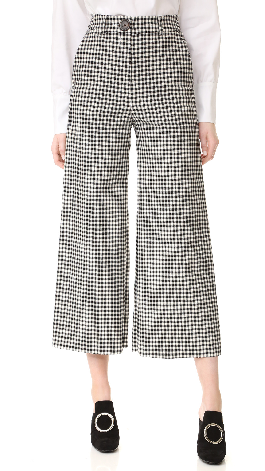 A.W.A.K.E. Checkered Culottes - Black And White Check | Shopbop
