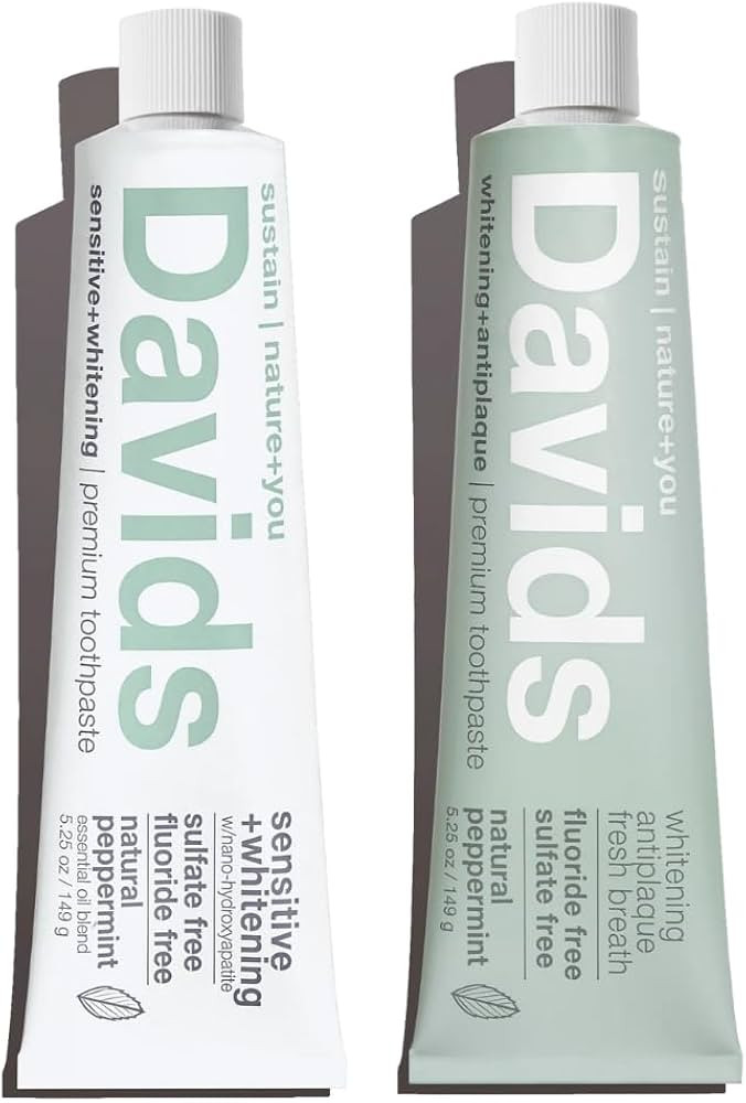 Davids Nano Hydroxyapatite and Antiplaque Peppermint Fluoride Free Toothpaste Bundle, SLS Free, R... | Amazon (US)