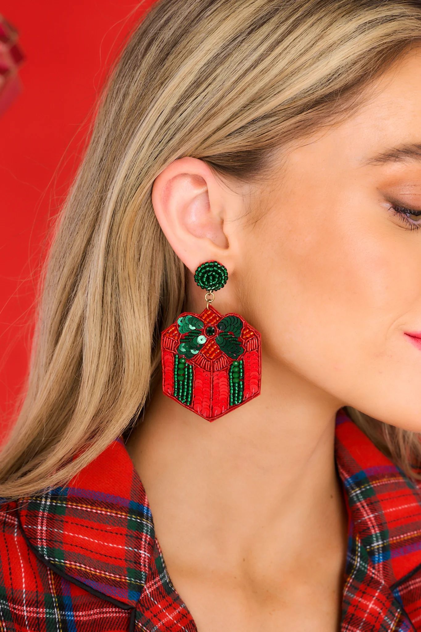 My Favorite Gift Red Beaded Earrings | Red Dress 