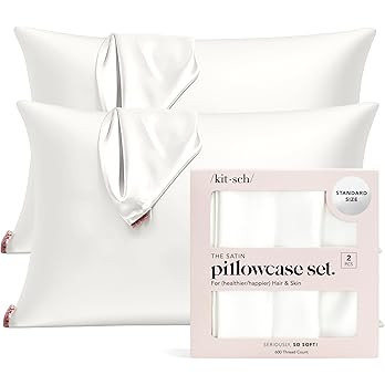 Kitsch Satin Pillowcase with Zipper for Hair & Skin, Softer Than Silk Pillow Cases Queen Size Set... | Amazon (US)