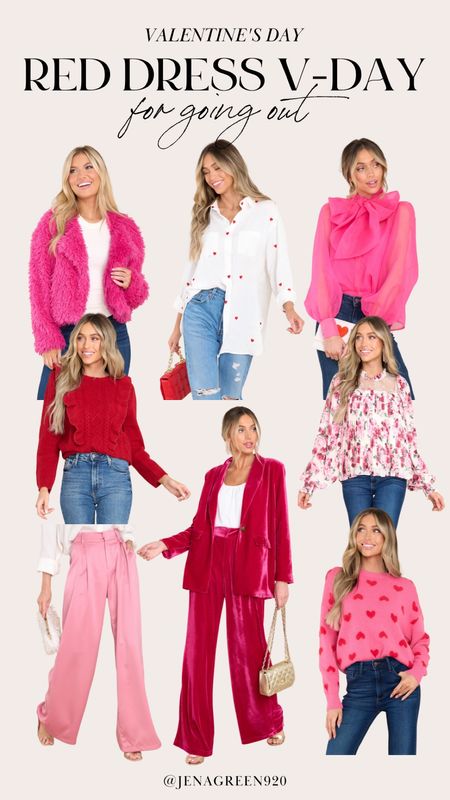 Red Dress Going Out | Valentines Day Tops | Valentines Day Sweaters | Valentines Day Blazer | Velvet Blazer | Pink Pants | Pink Jacket 

#LTKSeasonal #LTKstyletip #LTKunder100