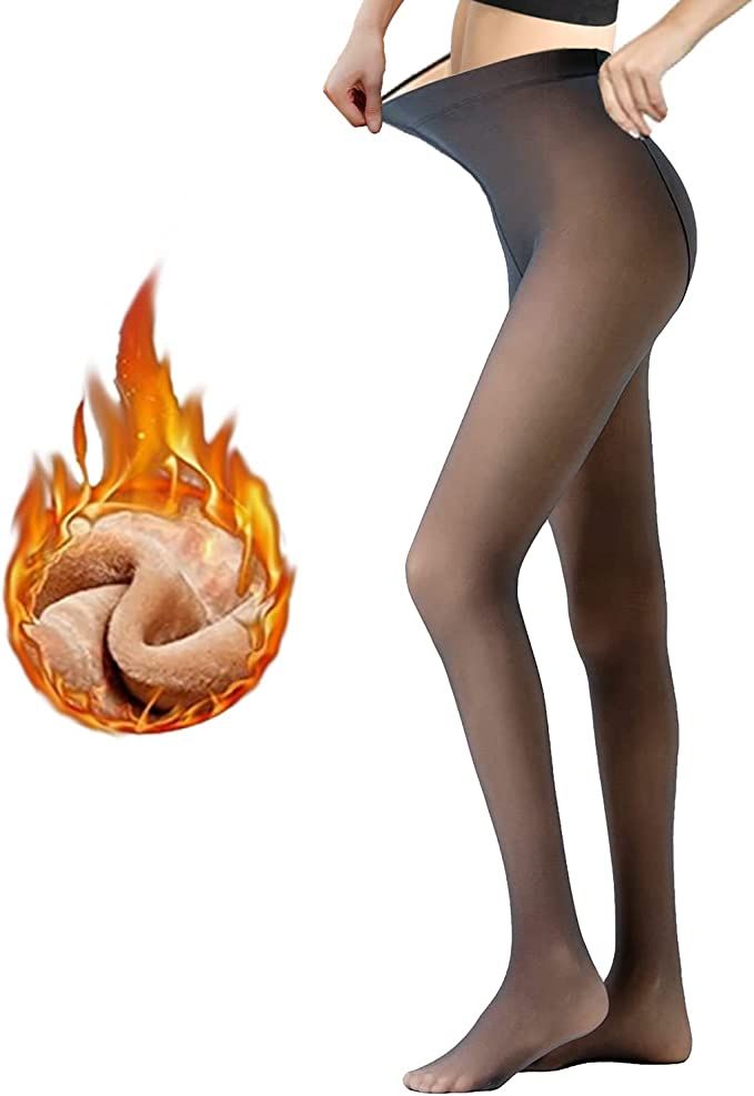 congmingmao Fleece Lined Tights Women Leggings Winter Thermal Pantyhose Sheer Black Tights | Amazon (US)