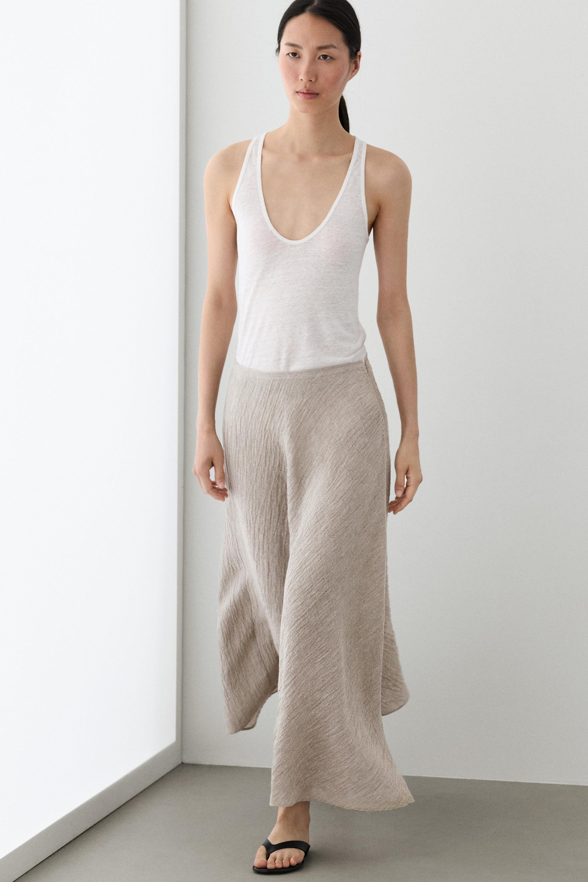 Waffle-knit flared midi skirt | Massimo Dutti US