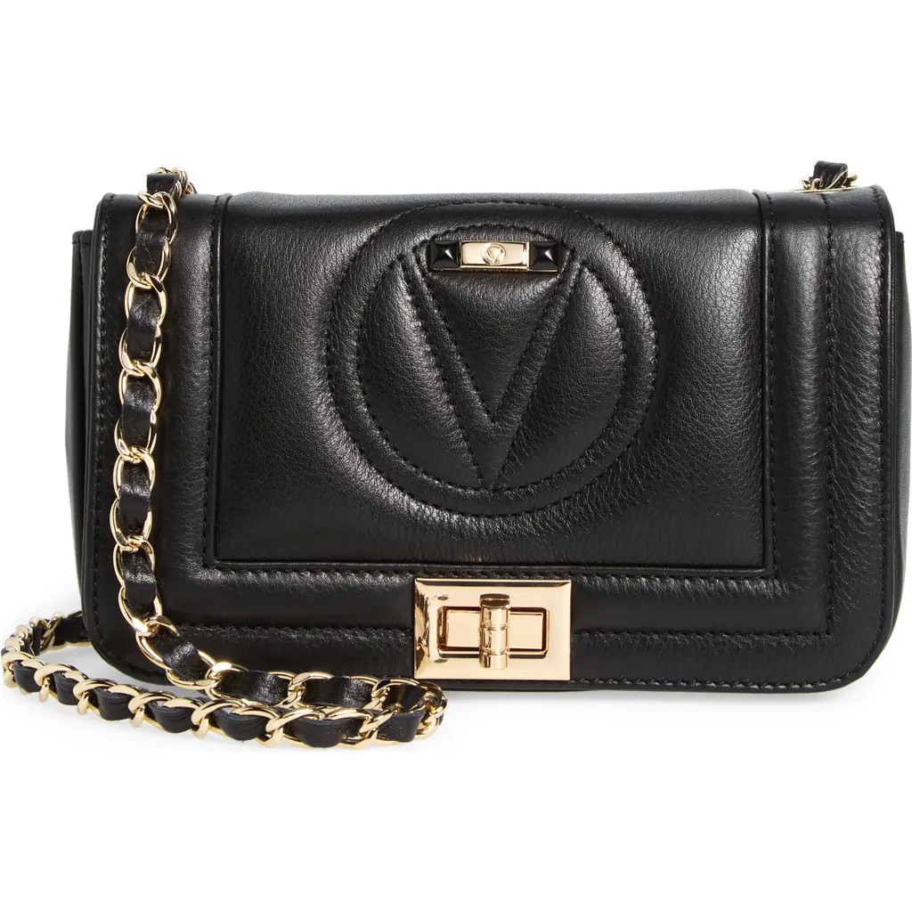 VALENTINO BY MARIO VALENTINO Beatriz Signature Leather Crossbody Bag in Black at Nordstrom Rack | Nordstrom Rack