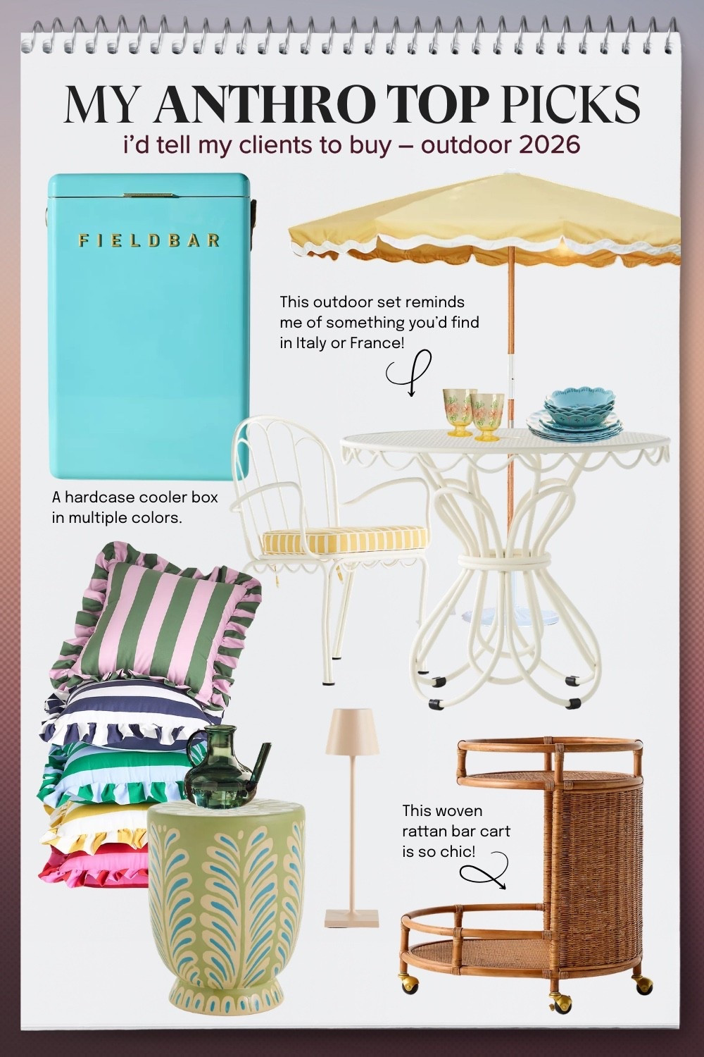 Friday faves from @Anthropologie ☀️ Spring is almost here and Anthro’s new outdoor releases are so chic. Colorful with a touch of European vibes which I’m here for. And can we talk about that rattan bar cart?! 🤌🏼🤌🏼🤌🏼

#LTKSeasonal #LTKHome
