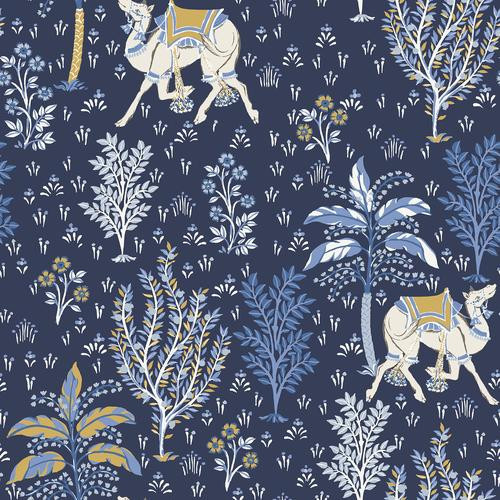Brewster Home Fashions Camel'S Courtyard Peel & Stick Navy Wallpaper | DecoratorsBest | DecoratorsBest