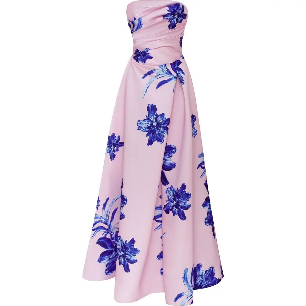 Milla Dainty pink A-line maxi dress with blue-flowered pattern in Pink-Blue at Nordstrom, Size Medium | Nordstrom