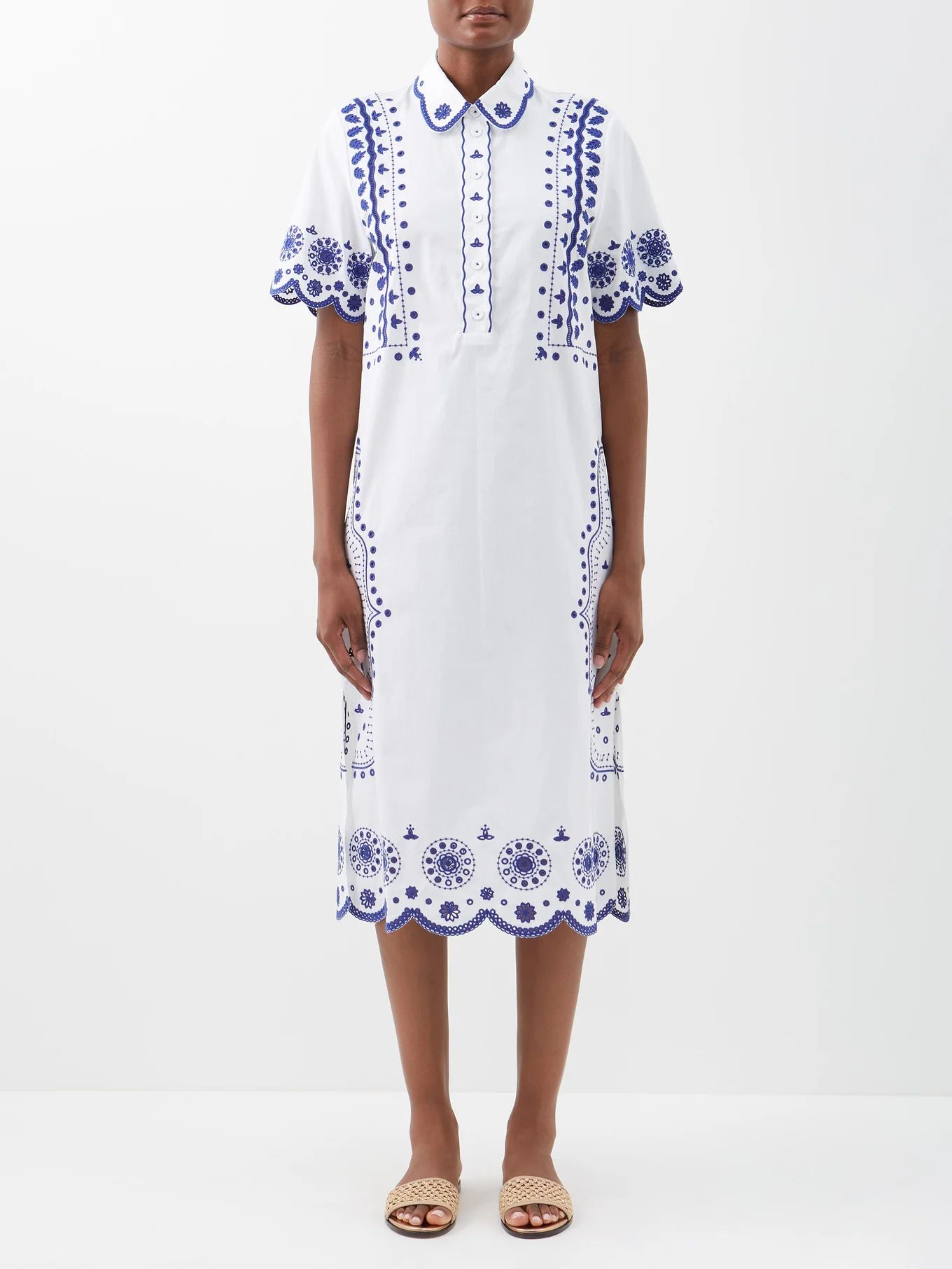 Dree embroidered cotton-poplin dress | Saloni | Matches (US)