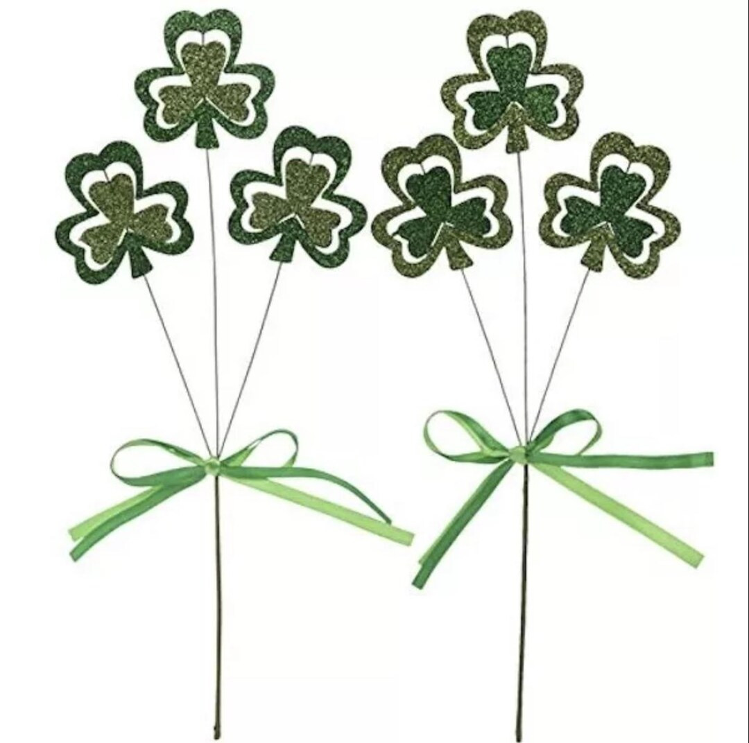 Green Glitter Shamrock Picks St. Patrick's Day Seasonal Crafts Party Supplies 2 Count - Etsy | Etsy (US)