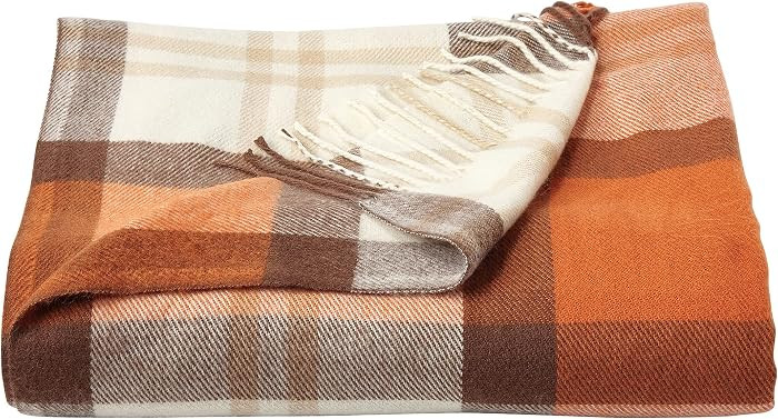 Lavish Home Oversized Throw Blanket for Couch, Spice Orange Plaid,60\u201d x 70\u201d | Amazon (US)