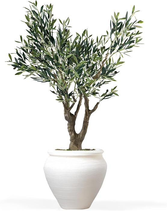 Everleaf Faux Olive Tree with Real Touch Leaves, Premium Artificial Olive Tree for Indoor Home D... | Amazon (US)