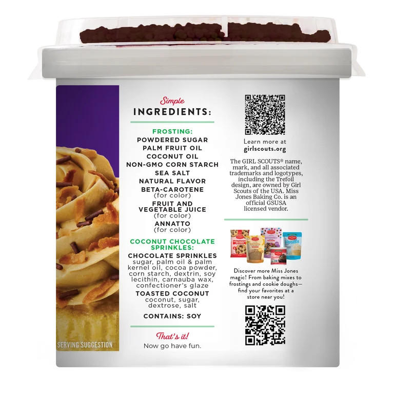 Miss Jones Baking Co. Girl Scouts Salted Caramel Frosting with Chocolate Sprinkles | Walmart (US)