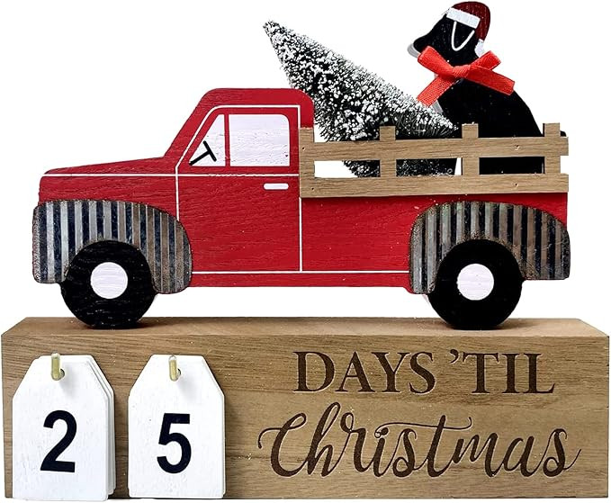 Eternhome Advent Calendar Christmas Truck Countdown Days Until Christmas Block Farmhouse Dog Tabl... | Amazon (US)