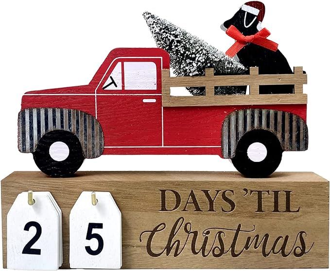 Eternhome Advent Calendar Christmas Truck Countdown Days Until Christmas Block Farmhouse Dog Tabl... | Amazon (US)