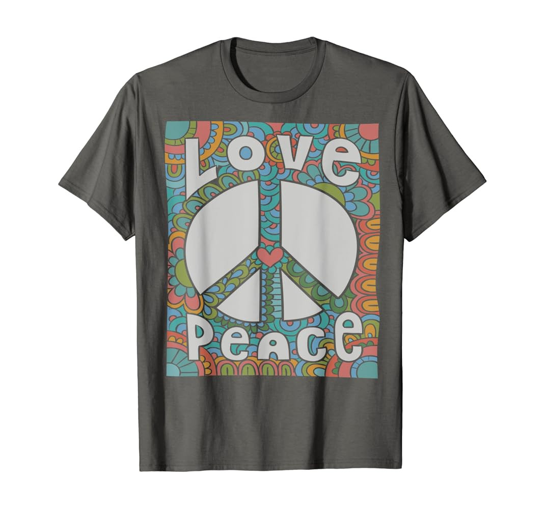PEACE SIGN LOVE T Shirt 60s 70s Tie Dye Hippie Costume Shirt | Amazon (US)